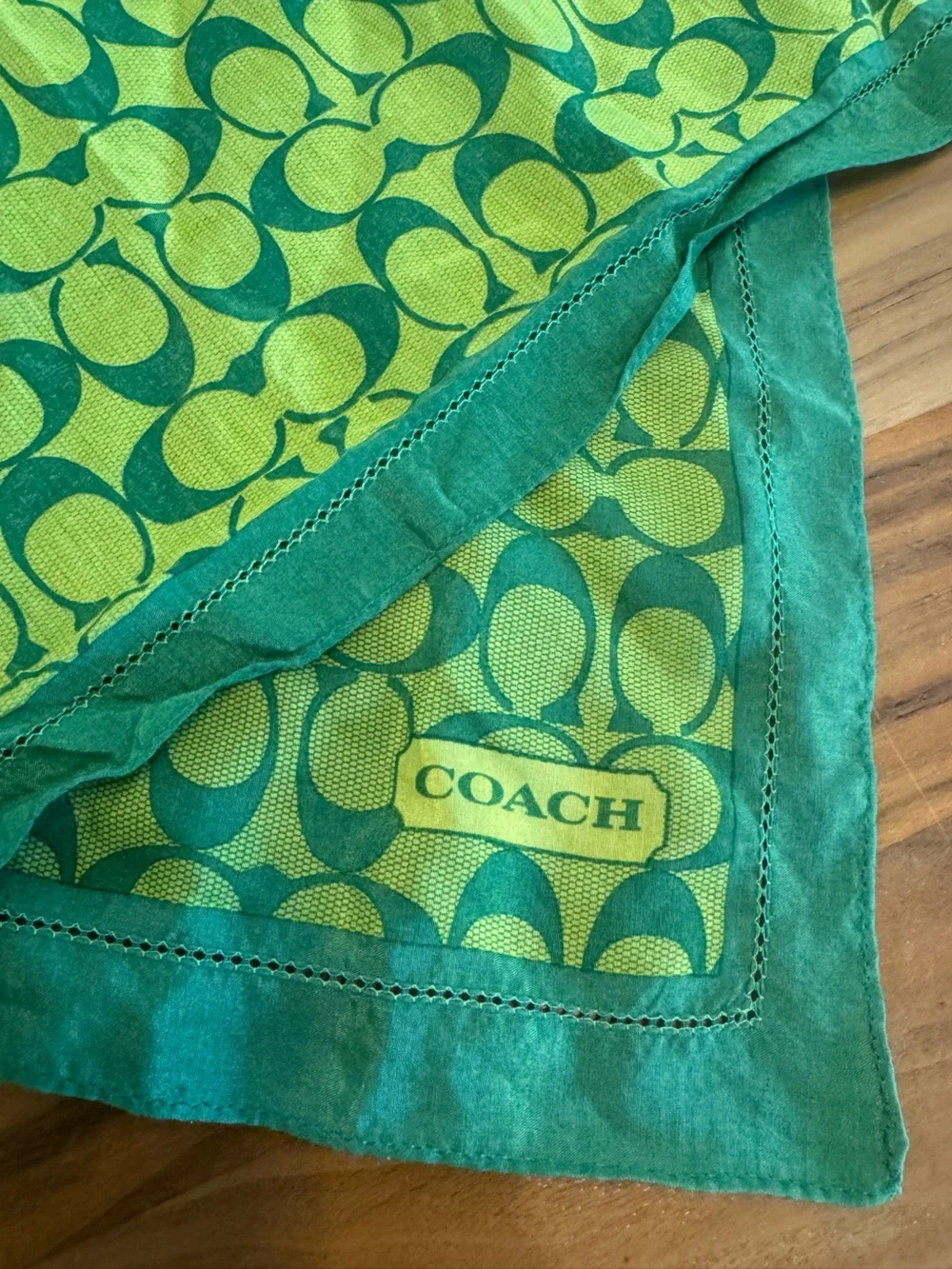 Vintage coach Y2K signature lime green scarf bandana